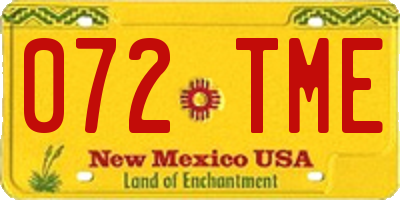 NM license plate 072TME