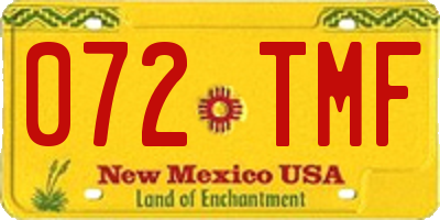 NM license plate 072TMF