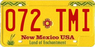NM license plate 072TMI