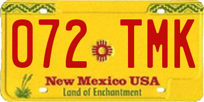 NM license plate 072TMK