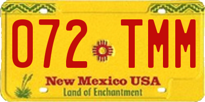 NM license plate 072TMM