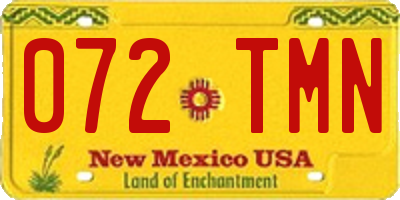 NM license plate 072TMN