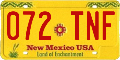 NM license plate 072TNF