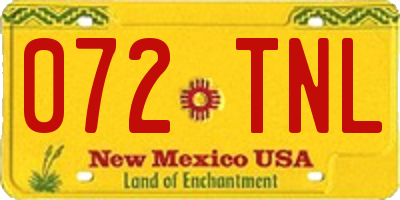 NM license plate 072TNL