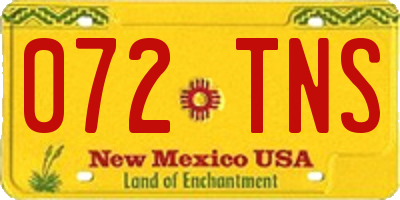 NM license plate 072TNS