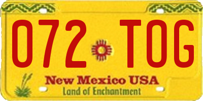 NM license plate 072TOG