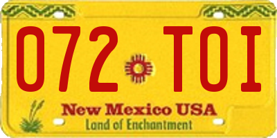NM license plate 072TOI