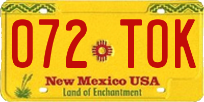 NM license plate 072TOK