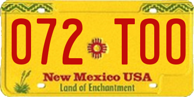 NM license plate 072TOO