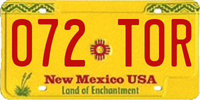 NM license plate 072TOR