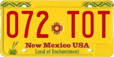 NM license plate 072TOT