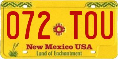 NM license plate 072TOU
