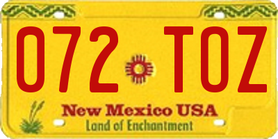 NM license plate 072TOZ