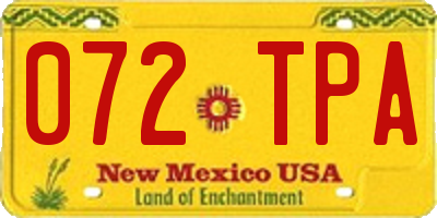 NM license plate 072TPA