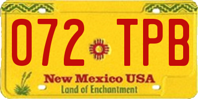 NM license plate 072TPB
