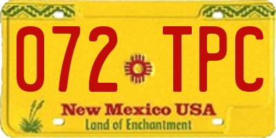 NM license plate 072TPC