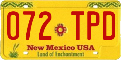 NM license plate 072TPD