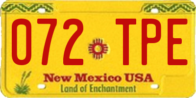 NM license plate 072TPE