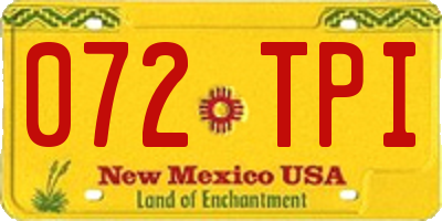 NM license plate 072TPI