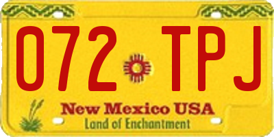 NM license plate 072TPJ