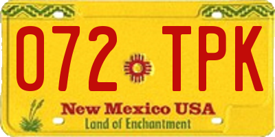 NM license plate 072TPK
