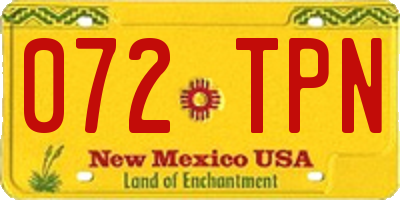 NM license plate 072TPN