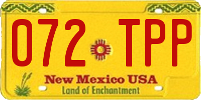 NM license plate 072TPP