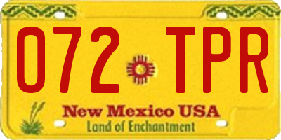 NM license plate 072TPR