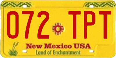 NM license plate 072TPT