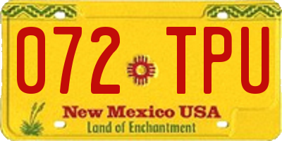 NM license plate 072TPU
