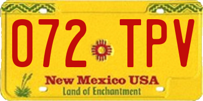 NM license plate 072TPV