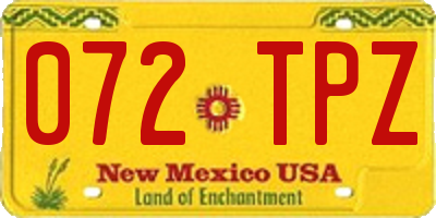 NM license plate 072TPZ