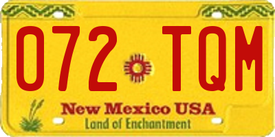 NM license plate 072TQM