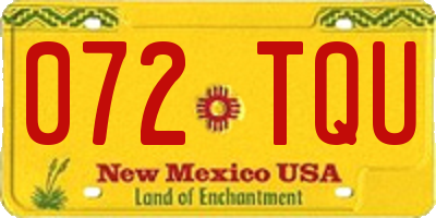NM license plate 072TQU