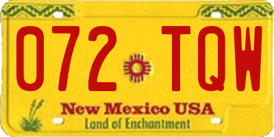 NM license plate 072TQW