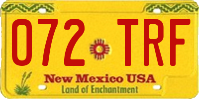 NM license plate 072TRF