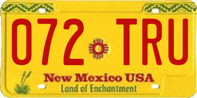 NM license plate 072TRU