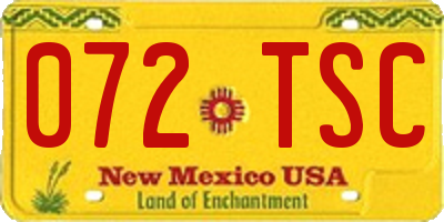 NM license plate 072TSC