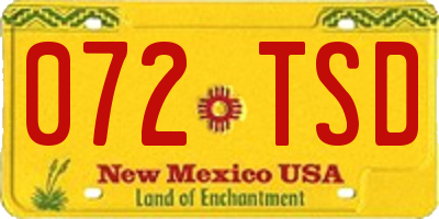 NM license plate 072TSD