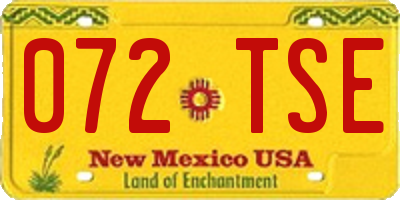 NM license plate 072TSE