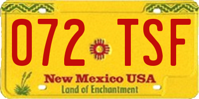 NM license plate 072TSF