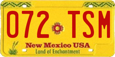 NM license plate 072TSM