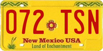 NM license plate 072TSN
