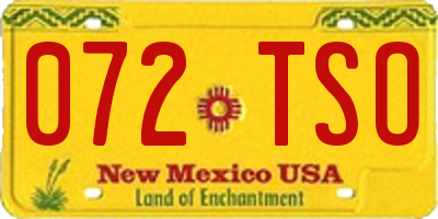 NM license plate 072TSO