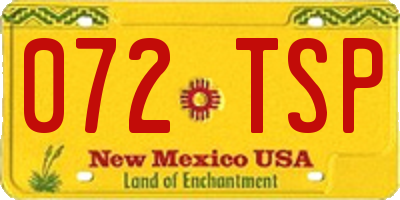 NM license plate 072TSP