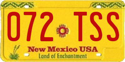 NM license plate 072TSS