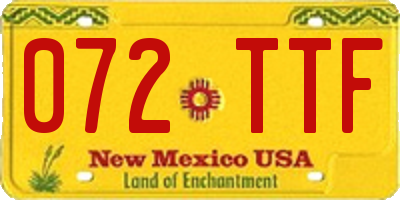 NM license plate 072TTF