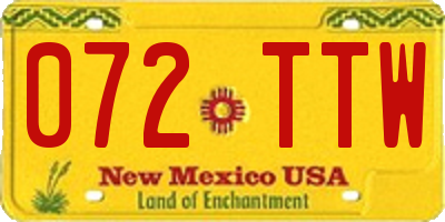 NM license plate 072TTW