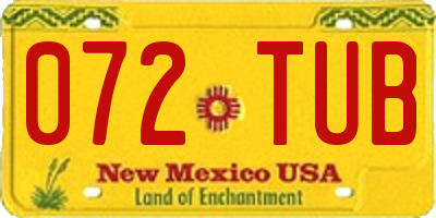 NM license plate 072TUB