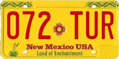 NM license plate 072TUR